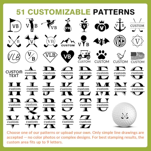 Custom Golf Ball Stamp - Personalized Large Self-Inking Marker for Golf Balls | Quick-Dry Waterproof Logo Stamp | Reusable Custom Golf Gift for Golfers