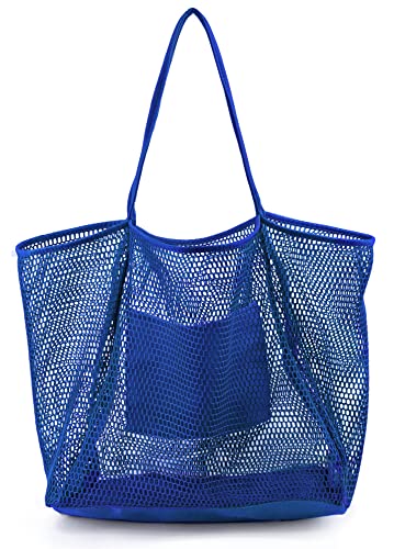 HOXIS Mesh Beach Tote Womens Shoulder Handbag - color: Klein Blue