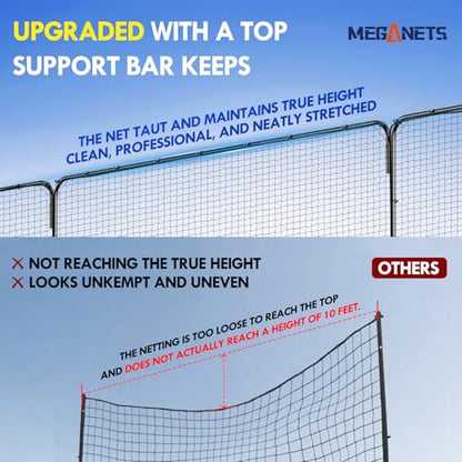 Backstop Net System for Backyard – Heavy Duty Sports Barrier Net with Steel Posts, Movable/Socketed Ball Stop Net for Soccer, Baseball, Training - size: 30FT Wide, style: Upgraded Socketed-1.75 Inch Net
