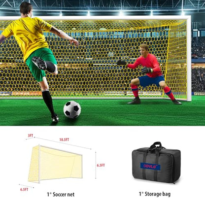 Professional Soccer Goal Replacement Net 24x8FT, 18.5x6.5FT, Upgraded Durability [4mm Nylon, 4" Hexagonal], Enhanced All-Weather, Higher Tensile Strength & More Abrasion Resistant (Net Only) - color: Yellow, size: Regular 18.5' W x 6.5' H x 3' D x 6.5' B