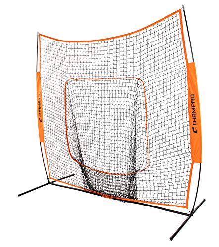 CHAMPROCHAMPRO MVP Portable Steel Frame Multi-Sport Sock Net, Baseball/Softball Collection Screen - color: ORANGE, size: 7' x 7'