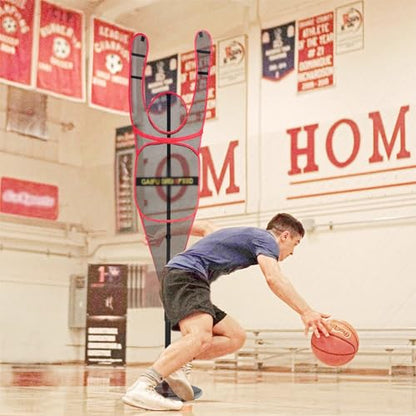 Portable Defender Practice Dummy for Basketball, Adjustable Freestanding Training Mannequin for Dribbling Shooting Passing (Red)