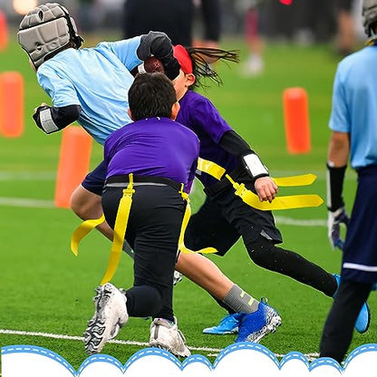 Hungdao 10/12 Players Flag Football Belts and Flags Adjustable Football Belts for Kids Teens Adults Team Training Sport Event - color: Yellow