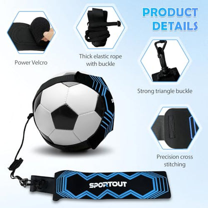 Sportout Volleyball/Soccer Training Equipment, Solo Trainer, Adjustable Waist Belt for Kids & Adults - color: Blue