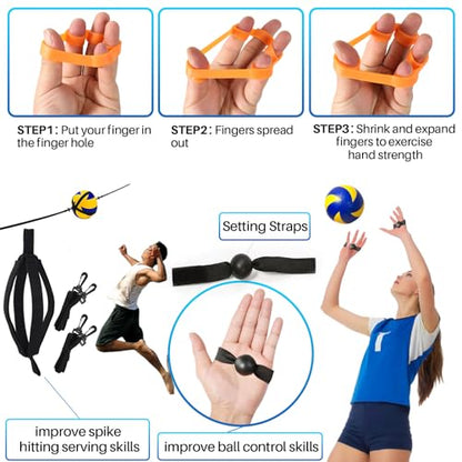 Davllin Complete Volleyball Training Bundle – Rebounder Trainer Kit & Pass Aid Resistance Bands for Serving, Spiking, Setting, Arm Swing Practice, Speed, Agility, Power, and Precision Enhancement