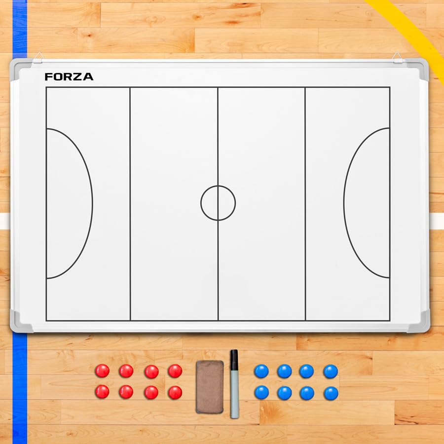 FORZA 35in x 24in Double-Sided Sports Coaching Whiteboard | 13 Sport Options - Dry Erase Board Equipped with Magnetic Markers, Pen & Eraser (Netball, Without Carry Bag) - size: Without Carry Bag, style: Netball