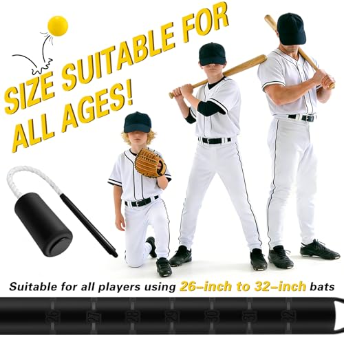Baseball & Softball Swing Trainer Set – Rope Swing Training Bat with 12 Soft Foam Balls for Real-Feel Swing & Hitting Practice, Batting Training Aid for Youth Beginners