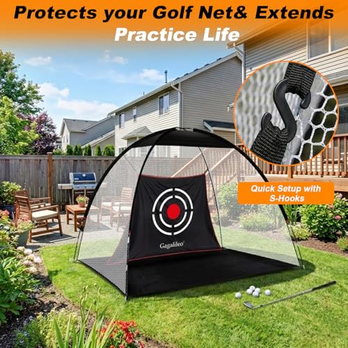 Gagalileo Golf Target Cloth: Protective Net Portable Easy Setup with S-Hooks & Ropes Indoor Outdoor Practice All Golfers Training Accuracy for Backyard Garage - size: 7.9x5x4.3FT