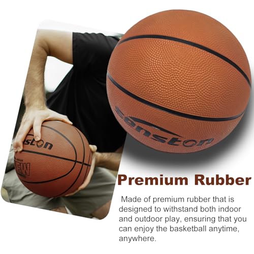 Senston 27.5''/29.5'' Outdoor Basketball Excellent Elasticity/Grip Rubber Basketballs with Pump, Durable Size 5/7 Men Basketball - color: Brown, size: 29.5''(size 7)