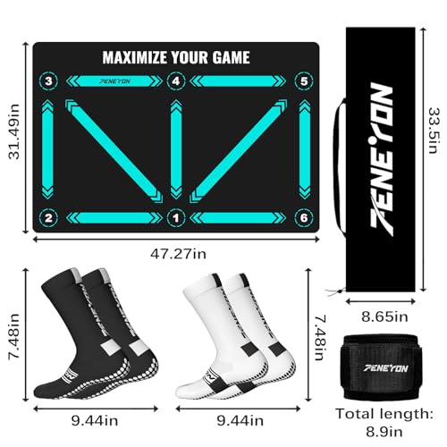 Soccer Training Equipment,Soccer Training Mat Improve Strength,Agility and Coordination,Anti-Slip Silent Absorption Soccer Footwork Training Mat,Soccer Trainer for Indoor/Outdoor Drills - style: Professional Set 47*31 IN
