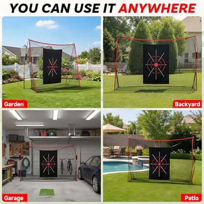 Aohanoi Golf Net, 10x7ft Golf Hitting Nets with a Turf Mats, Golf Practice Net for Backyard,Garage, Terrace Equipped with Noise Free Target, Great Gift for Fathers, Husbands and Professional Golfers