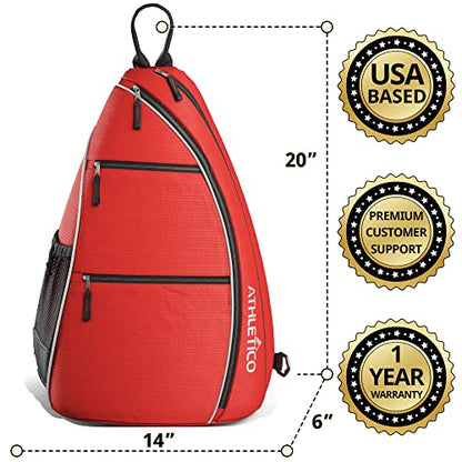 Athletico Sling Bag - Crossbody Backpack for Pickleball, Tennis, Racketball, and Travel for Men and Women - color: Red