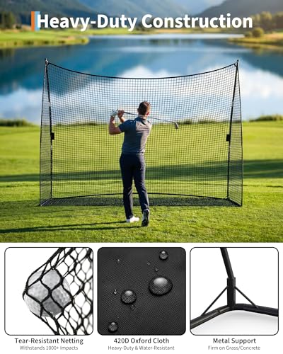 Garvee Golf Net, 10x7x3ft Heavy Duty Golf Practice Nets with Carry Bag for Backyard Chipping Indoor Outdoor Training