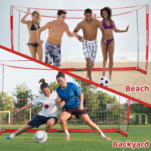 Bearwill Soccer Goal, 12X6FT Soccer Net Easy Setup, Portable Soccer Goals for Backyard with Upgraded Collapsible Metal Base, Outdoor Indoor Soccer Goal Net for Practice with Carry Bag
