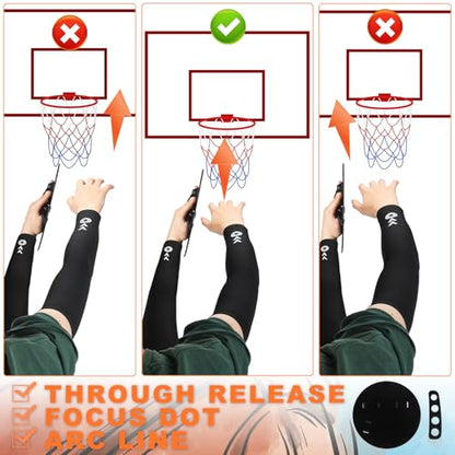 Basketball Shooting Trainer Kit Basketball Training Sleeve with Off-Hand Trainer Shooting Aid Accessories Improves Arm Strength Shot Alignment for Beginners Athletes Youth Adult