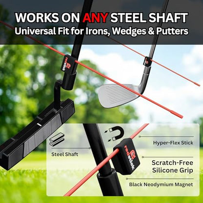 Shaft SNAP Magnetic Golf Alignment Stick Specially Designed for Steel Shafts - 10.24in Ultra-Light 0.37oz Training Aid for Putters, Irons and Wedges