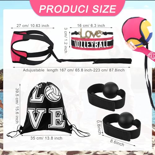 Honoson 7 Pcs Volleyball Training Equipment Aid Volleyball Serving Trainer Kit Gifts for Beginners - color: Pink, style: Girls