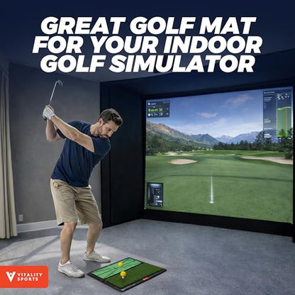 Golf Hitting Mat, 4 PCS Dual Turf Golf Practice Mat for Indoor Outdoor Swing Path Feedback, Driving, Chipping, Putting, Durable Artificial Grass Golf Mats for Men Women, 20"x16" Training Aid with Tees