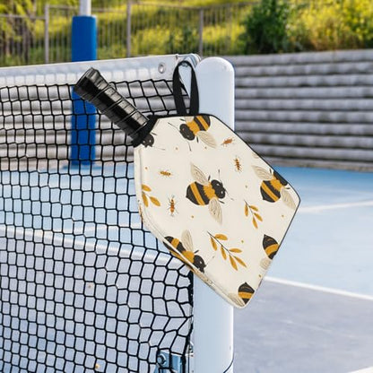 Pickleball Paddle Cover with Pockets and Handle Strap, Racket Sleeve and Ball Holder Organizer, 1 Pcs - color: purple