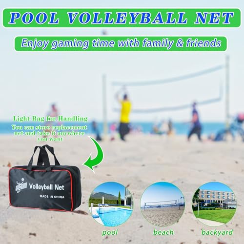 Pool Volleyball Net Replacement 15/20 Ft Extended Length 15Ft-26Ft /20Ft-32Ft Adjustable with Heavy Duty Steel Buckle Upgraded Waterproof & Durable Nylon Straps for Swimming (Net Only)