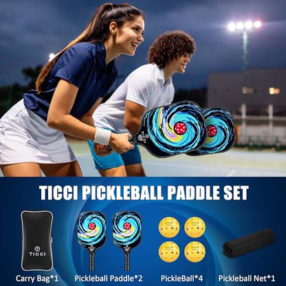Pickleball Paddles Set of 2, USAPA Approved Fiberglass Pickleball Set with 4 Balls & Carry Bag, Lightweight Rackets for Beginners & Adults - color: Gorgeous Set