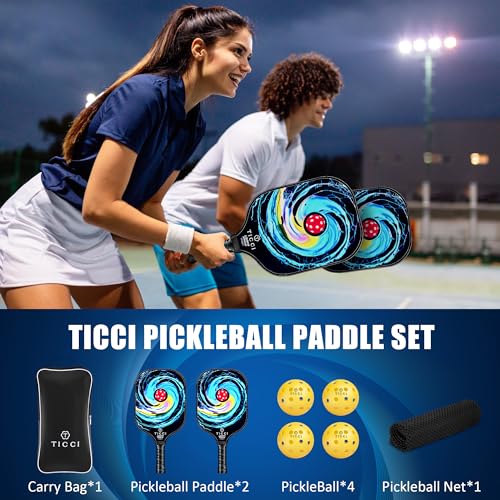 Pickleball Paddles Set of 2, USAPA Approved Fiberglass Pickleball Set with 4 Balls & Carry Bag, Lightweight Rackets for Beginners & Adults - color: Gorgeous Set