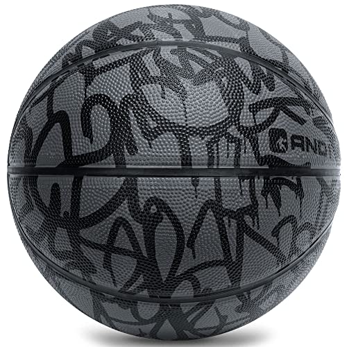AND1 Xcelerate Rubber Basketball: Game Ready, Official Regulation Size 7 (29.5”) Streetball, Made for Indoor/Outdoor Basketball Games- Graffiti Collection (Black/Black)