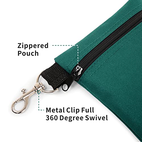 Golf Tee Pouch, 5.62 X 6.87 Inch Professional Zipper Golf Tee/Ball Pouch Bag with Metal Lobster Claw Clip - color: HUNTER GREEN