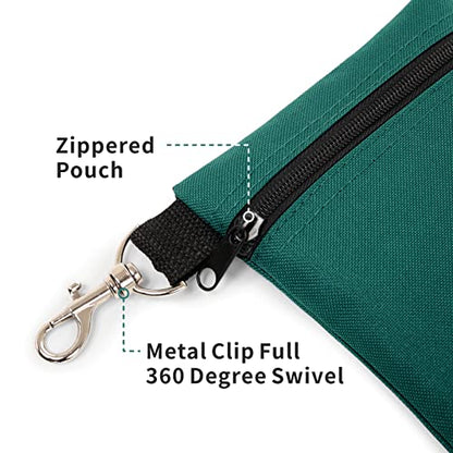 Golf Tee Pouch, 5.62 X 6.87 Inch Professional Zipper Golf Tee/Ball Pouch Bag with Metal Lobster Claw Clip - color: HUNTER GREEN