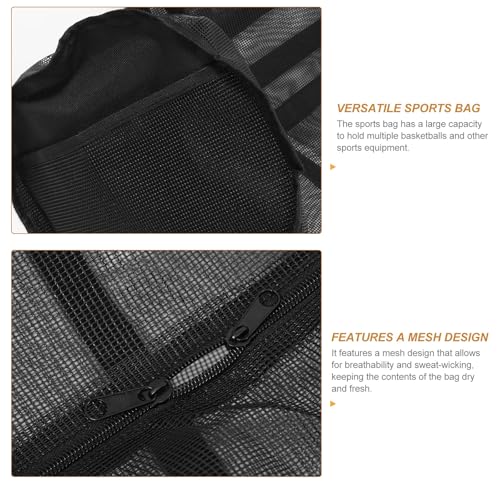 INOOMP Large Basketball Bag Mesh Sports Ball Storage with Shoulder Strap Zipper Portable Gym Equipment Organizer for Team Training and Outdoor Use