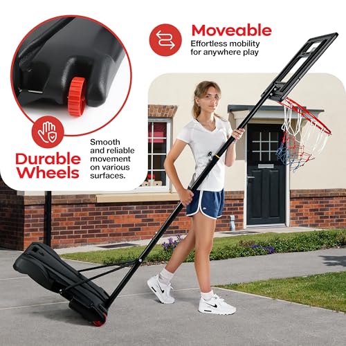 Kids Basketball Hoop Outdoor - 33 inch Backboard, 70-84in Adjustable Height, Portable Basketball Hoops & Goals for Kids/Teenagers/Youth in Backyard/Driveway/Indoor - Fillable Base