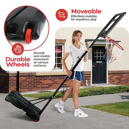 Kids Basketball Hoop Outdoor - 33 inch Backboard, 70-84in Adjustable Height, Portable Basketball Hoops & Goals for Kids/Teenagers/Youth in Backyard/Driveway/Indoor - Fillable Base
