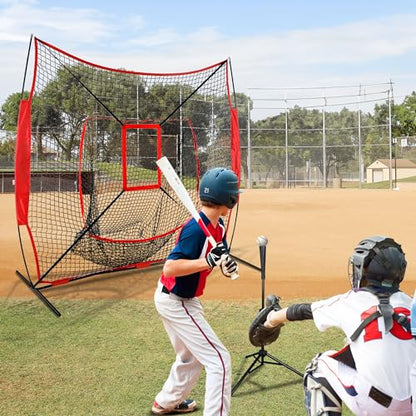 Nova Microdermabrasion 7'x7' Baseball Softball Practice Net | Portable Hitting & Pitching Net with Bow Frame & Carry Bag | Ultimate Training Equipment for All Skill Levels