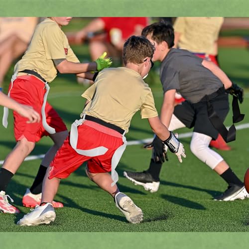 Wettarn 10/16 Player Flag Football Belts Adjustable Flag Football Set with Cones Bag for Youth Adults Kids Training Sport - color: Black, White