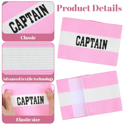 4Pcs Captain Armbands, Captain Arm Bands, Black Adjustable Soccer Captains Armband, Football Rugby Basketball Player Band for Adult Youth Soccer Volleyball Team - color: Pink