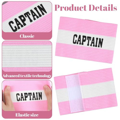4Pcs Captain Armbands, Captain Arm Bands, Black Adjustable Soccer Captains Armband, Football Rugby Basketball Player Band for Adult Youth Soccer Volleyball Team - color: Pink