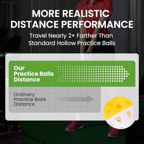 Weighted Practice Golf Balls Plastic Value 50 Pack with Bucket, Limited-Flight & Colorful Training Balls for Indoor Outdoor Backyard Use, Durable Easy-to-Find Balls