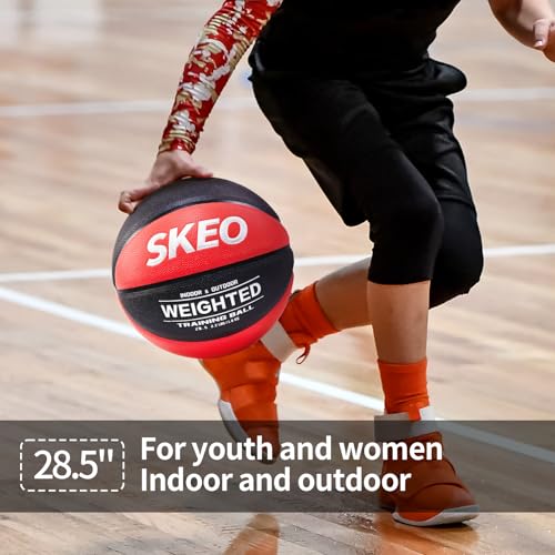 SKEO Weighted Basketball, 2.2/3/3.3LBS 28.5"/29.5" Trainer Heavy Basketballs Made of Composite, Indoor Outdoor Training Ball for Improving Handling Dribbling Rebounding - size: Size 6 Women & Youth -2.2LBS/1KG