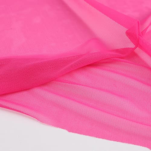 Superfine 4-Way Stretch Net Fabric Nylon Spandex Power Mesh, Pre-Cut 5 Yards Long 60" Wide, Lightweight Sheer (Hot Pink) - color: Hot Pink