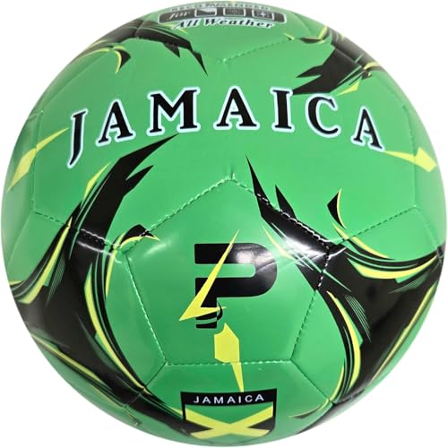 Elite Edition Soccer Ball - Training Soccer Ball – Durable TPU Outdoor Ball – Country Design (USA, Argentina, Brasil, Mexico, Portugal & More) - size: 2, style: JAMAICA