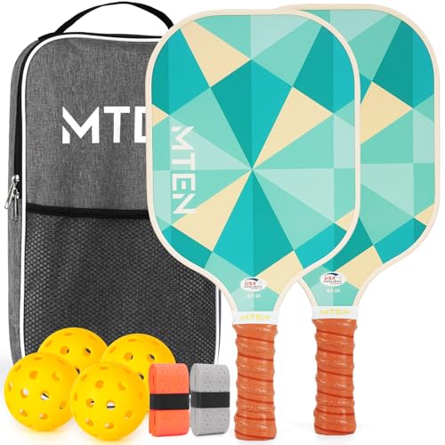 Pickleball Paddles Set of 2 or 4, or Single Paddle – USAPA Approved Fiberglass Surface Pickleball Rackets Set for Men & Women - color: Lake white*2