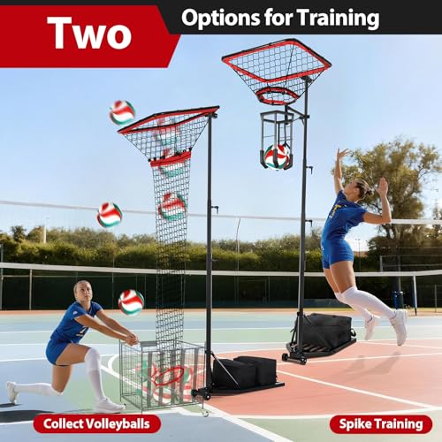 AugFir Volleyball Setter & Spike Trainer, Adjustable Height 93"-126" Volleyball Trainer with 88LBS Sandbag Base & Transport Wheels, Solo Practice Tool for Indoor & Outdoor Use Spiking & Drills
