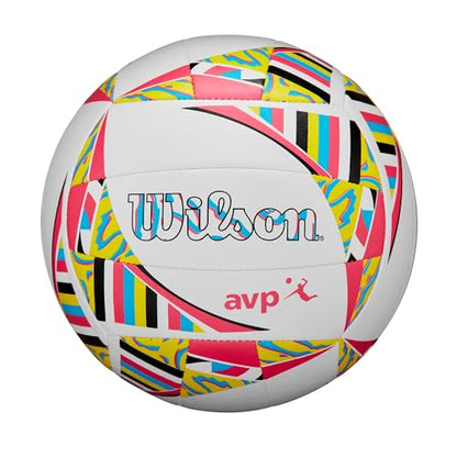 Wilson AVP Movement Volleyballs - color: White/Pink/Yellow