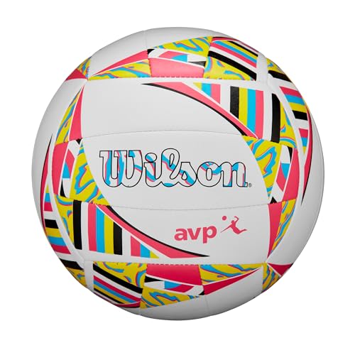 Wilson AVP Movement Volleyballs - color: White/Pink/Yellow