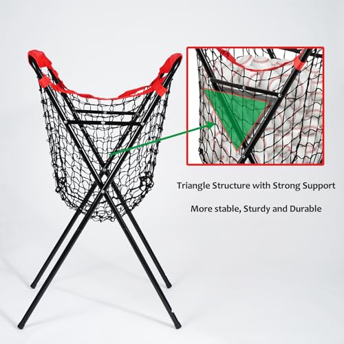 HOMEE Baseball Caddy,Portable and Foldable Ball Caddy for Baseball and Softball, Extra Large Baseball Caddy for Balls, Holds Over 100 Baseballs for Batting Pitching Practice Training