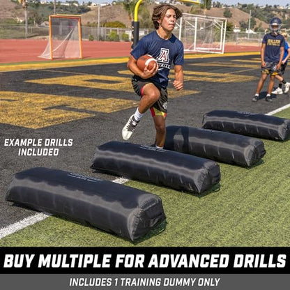 GoSports Inflatable Football Step Over Dummy & Blocking Pad - Training Equipment for Football Practice with 4 Heavy Duty Handles - 4 ft