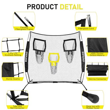 Zonlolo 6x6ft Football Training Net, Football Throwing Net with 3 Target Pockets, Portable QB Throwing Practice Equipment with Small Carry Bag,Most Suitable for Kids - color: Black