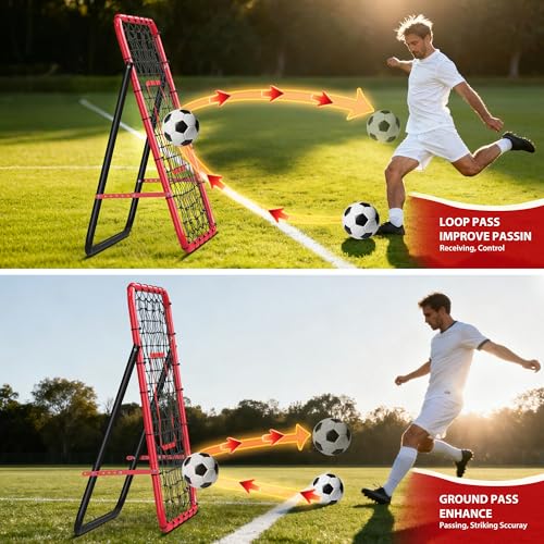 GAOMON Soccer Rebounder Net 3.2x3.2, Angle Adjustable Soccer Training Nets for Control and Passing Practice, Weather Resistant Soccers Gifts, for Backyard Field Practice Training