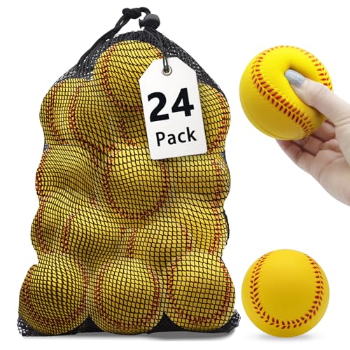 Magicorange Baseball, Foam Baseball Practice Training Baseballs Unmarked Baseball Soft Toss, Batting, Fielding, Hitting, Pitching - color: Yellow, size: 24 Pack