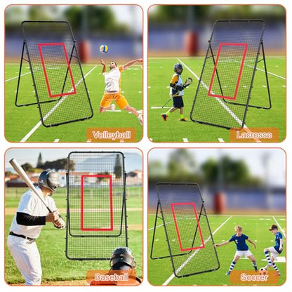 Adjustable Volleyball Rebounder Net 7x4 FT, Steel Frame & High-Tension PE Netting, Durable & Portable Volleyball Training Equipment Practice for Improving Volleying, Bumping, Spiking Skills
